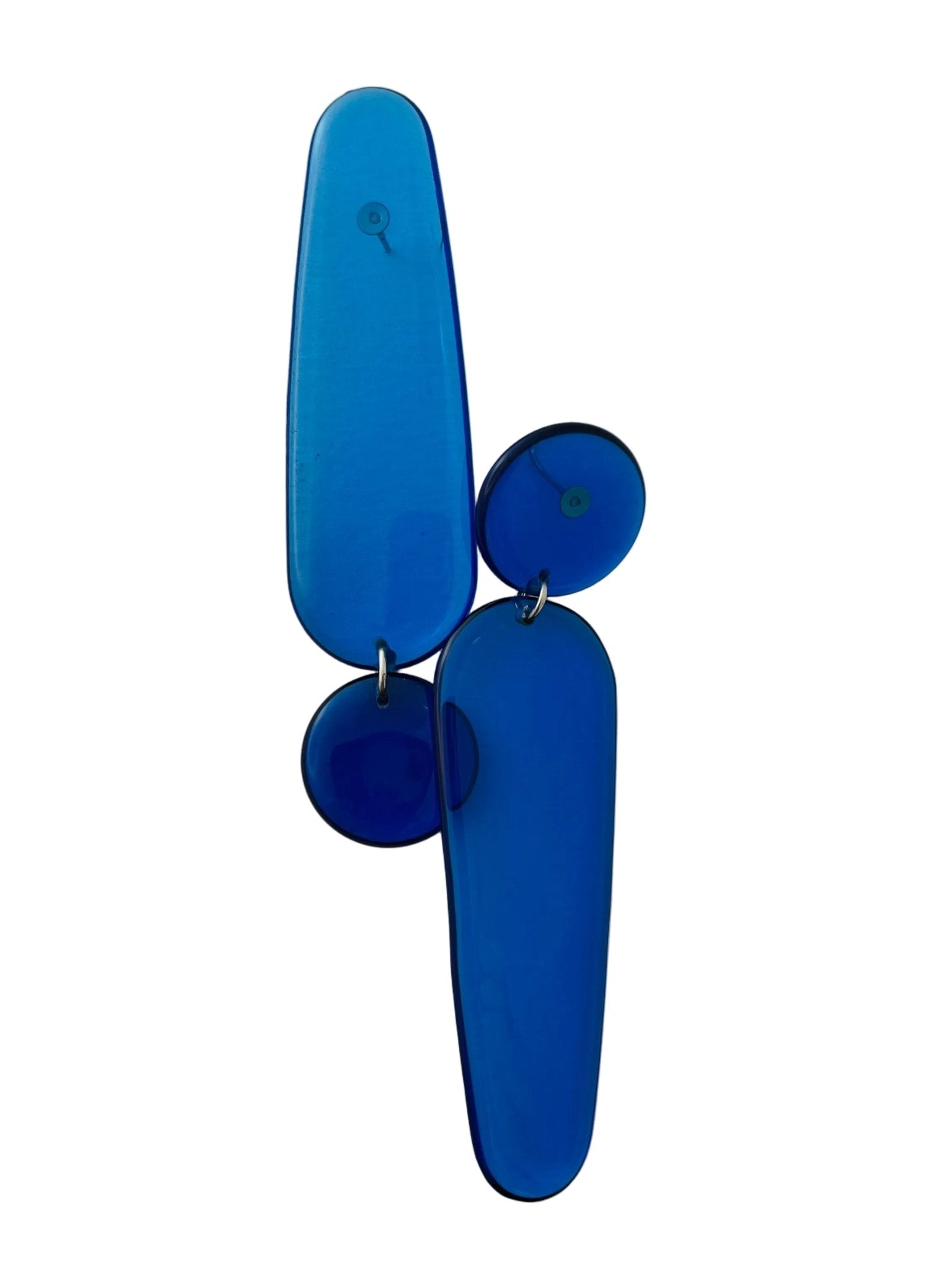 Retro mismatched resin earrings in dark blue — handmade in Goa | Shivaani Vaishnavi