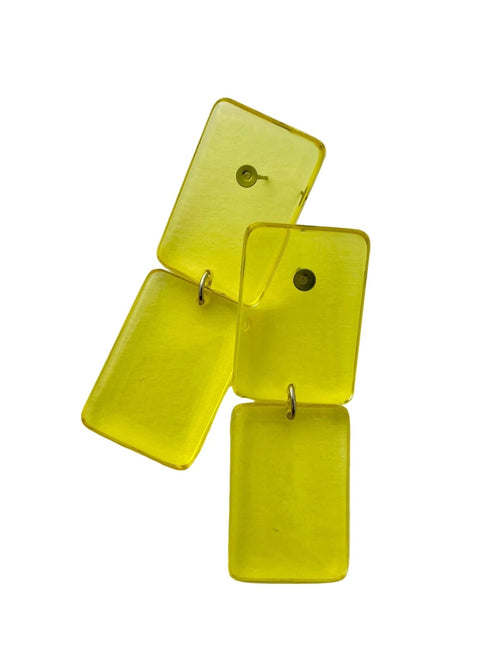 Retro resin dangle earrings in yellow — handmade in Goa | Shivaani Vaishnavi