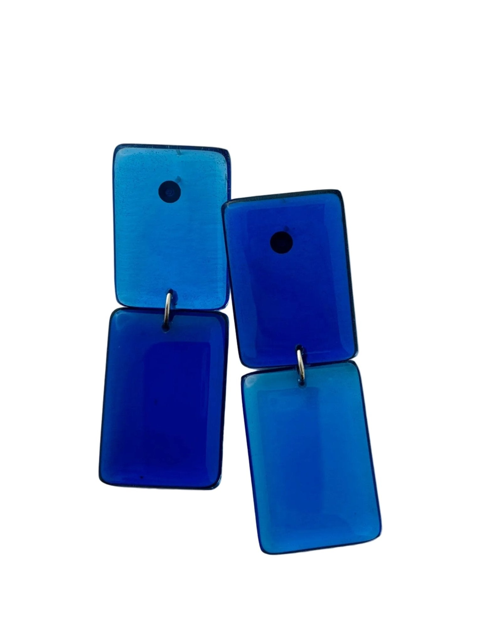 Retro geometric resin dangle earrings in bold colours — handmade in Goa | Shivaani Vaishnavi