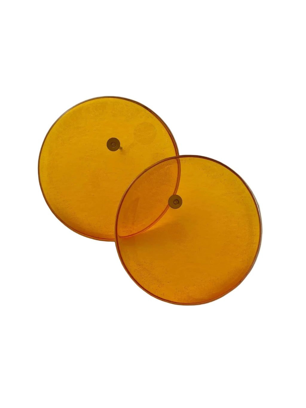 Retro circle resin stud earrings in orange — handmade in Goa | Shivaani Vaishnavi