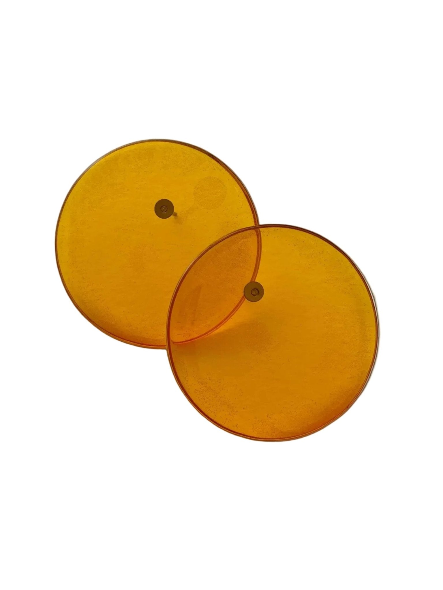 Retro circle resin stud earrings in orange — handmade in Goa | Shivaani Vaishnavi