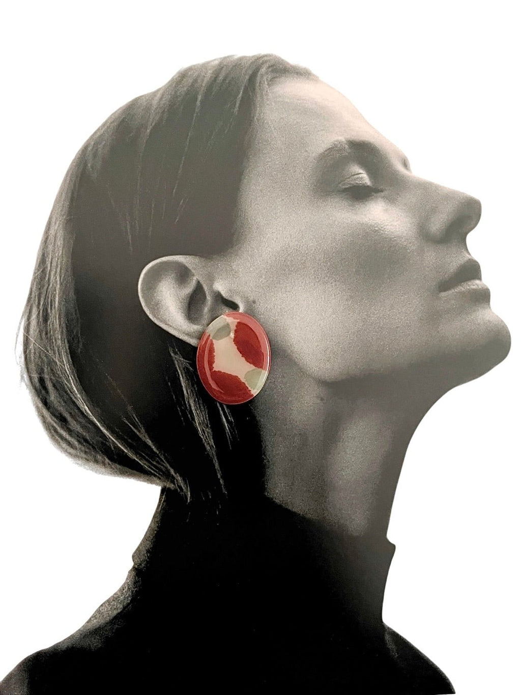 Cranberry Dot Oval Studs - SHIVAANI VAISHNAVI