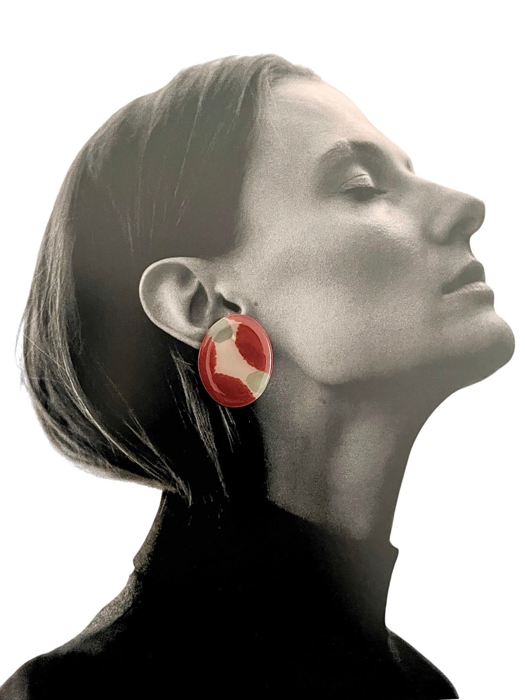Cranberry Dot Oval Studs - SHIVAANI VAISHNAVI