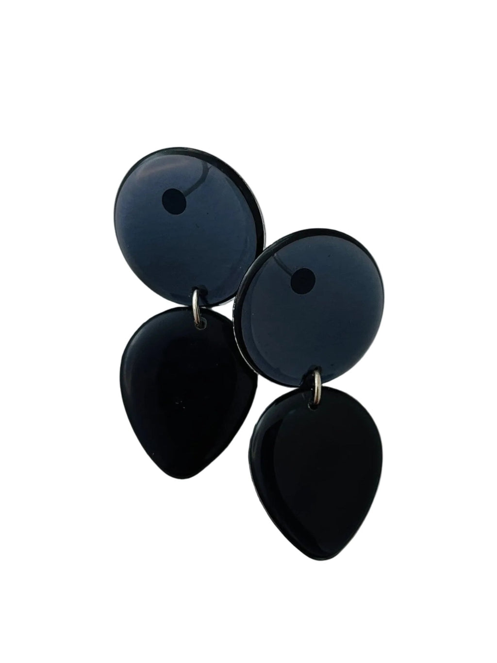 Retro resin dangle earrings in black — handmade in Goa | Shivaani Vaishnavi