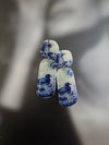 Tile-inspired rectangular resin earrings in blue — handmade in Goa | Shivaani Vaishnavi