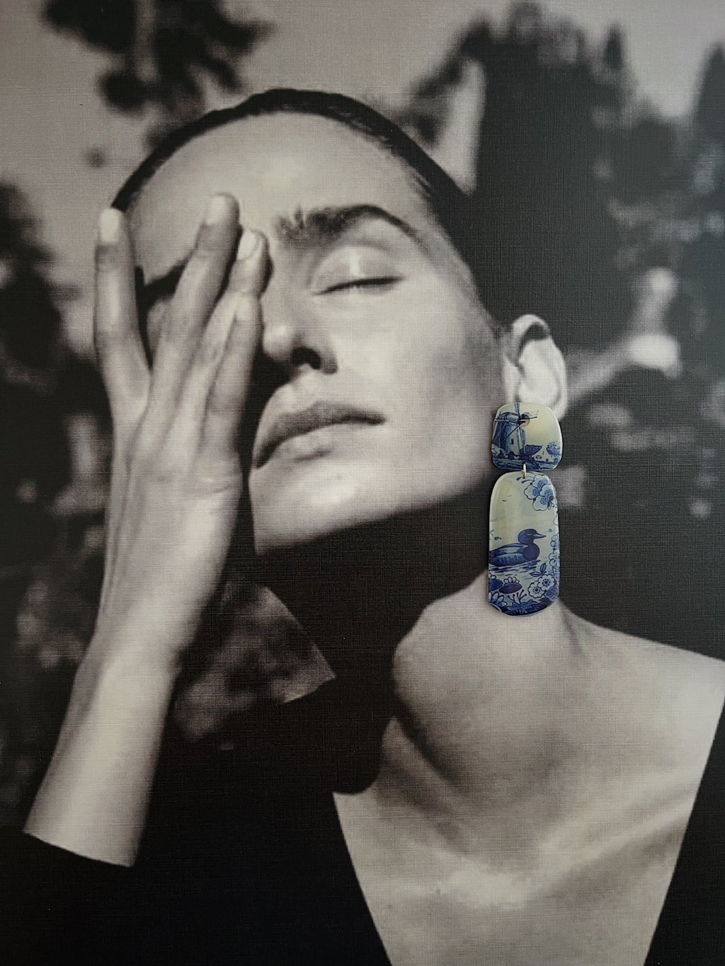 Handmade resin jewellery — Flores rectangular dangle earrings detail | Shivaani Vaishnavi