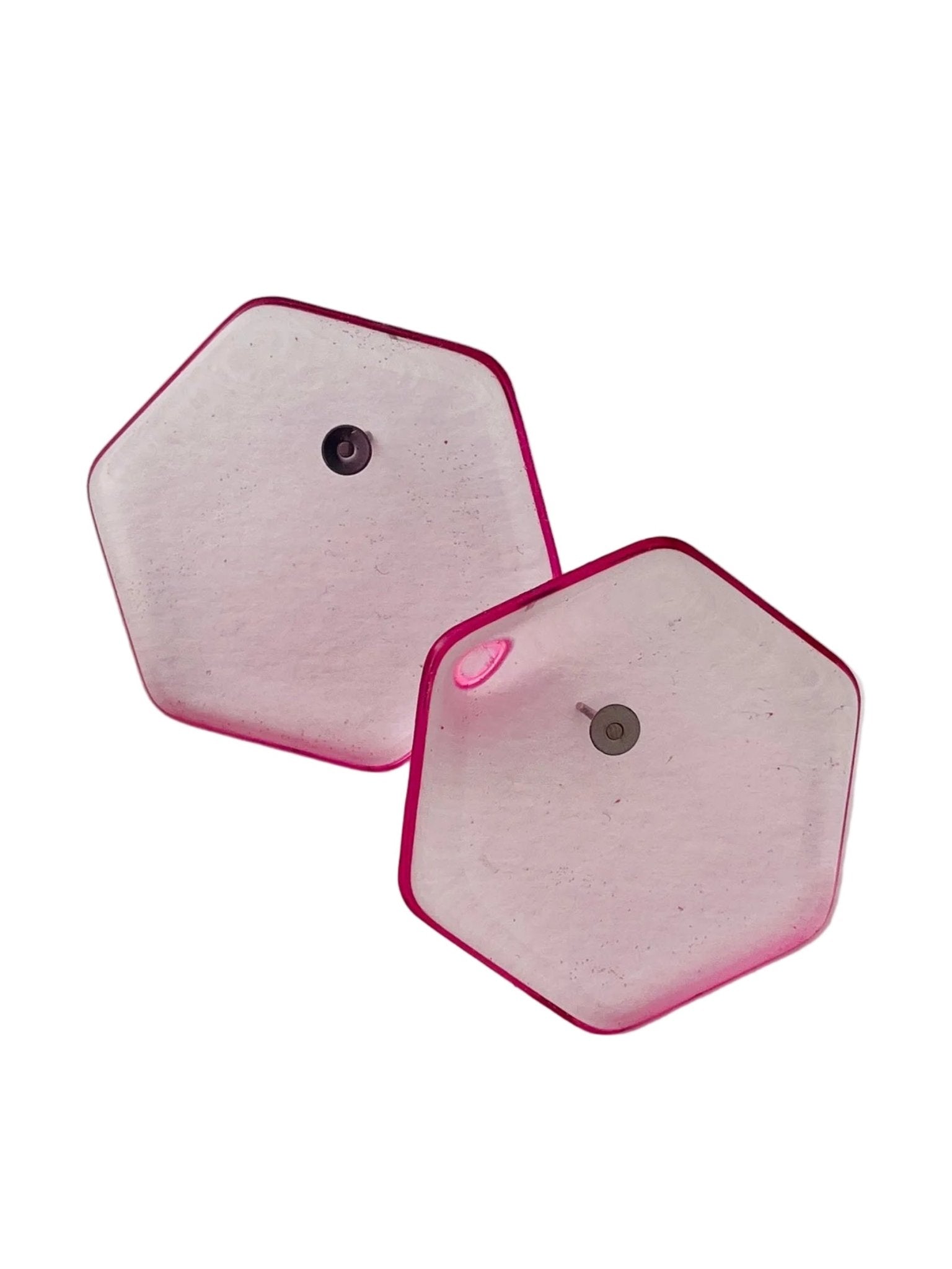 Retro hexagon resin stud earrings in bold colours — handmade in Goa | Shivaani Vaishnavi