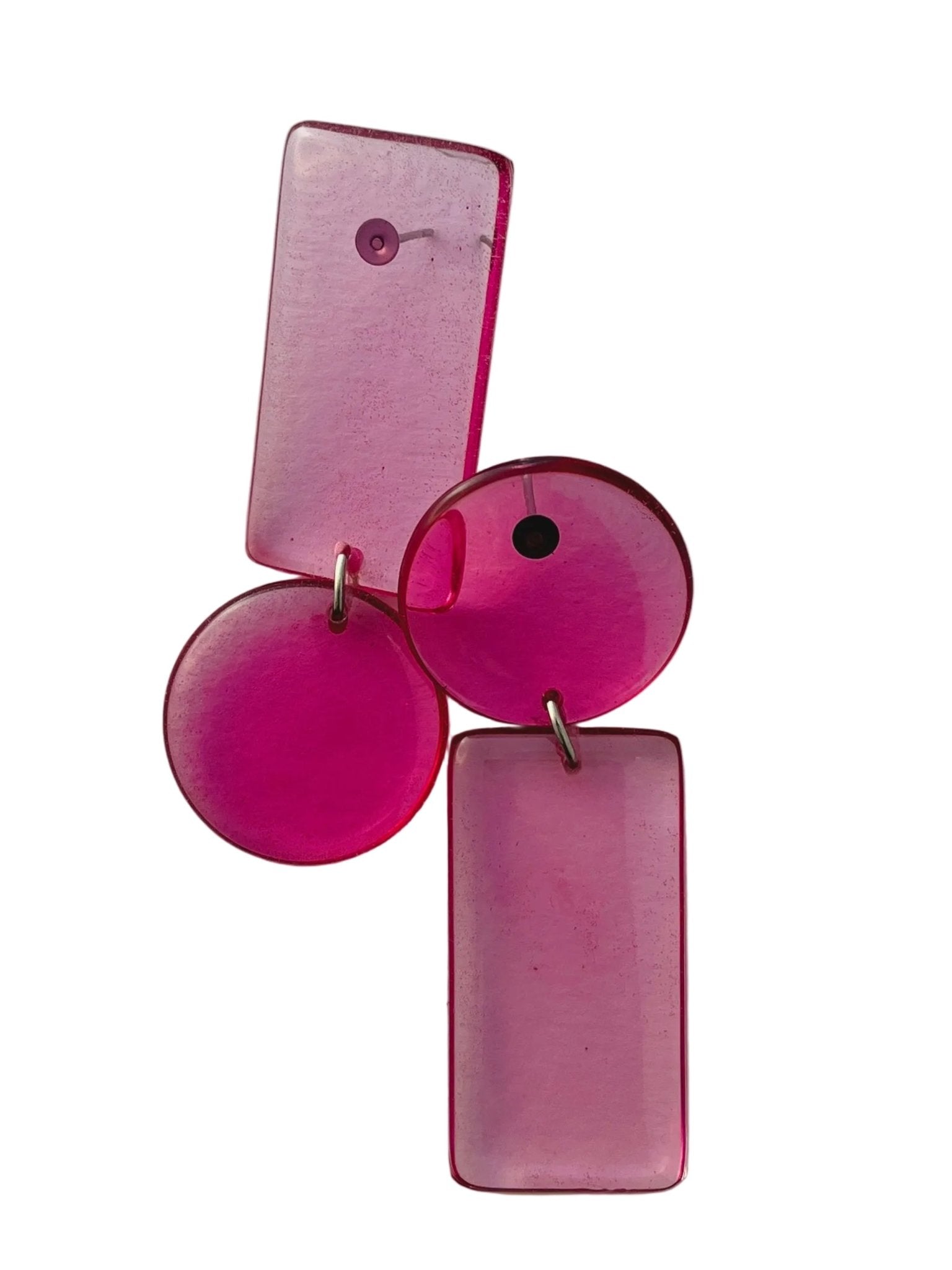 Retro mismatched resin dangle earrings in bold colours — handmade in Goa | Shivaani Vaishnavi