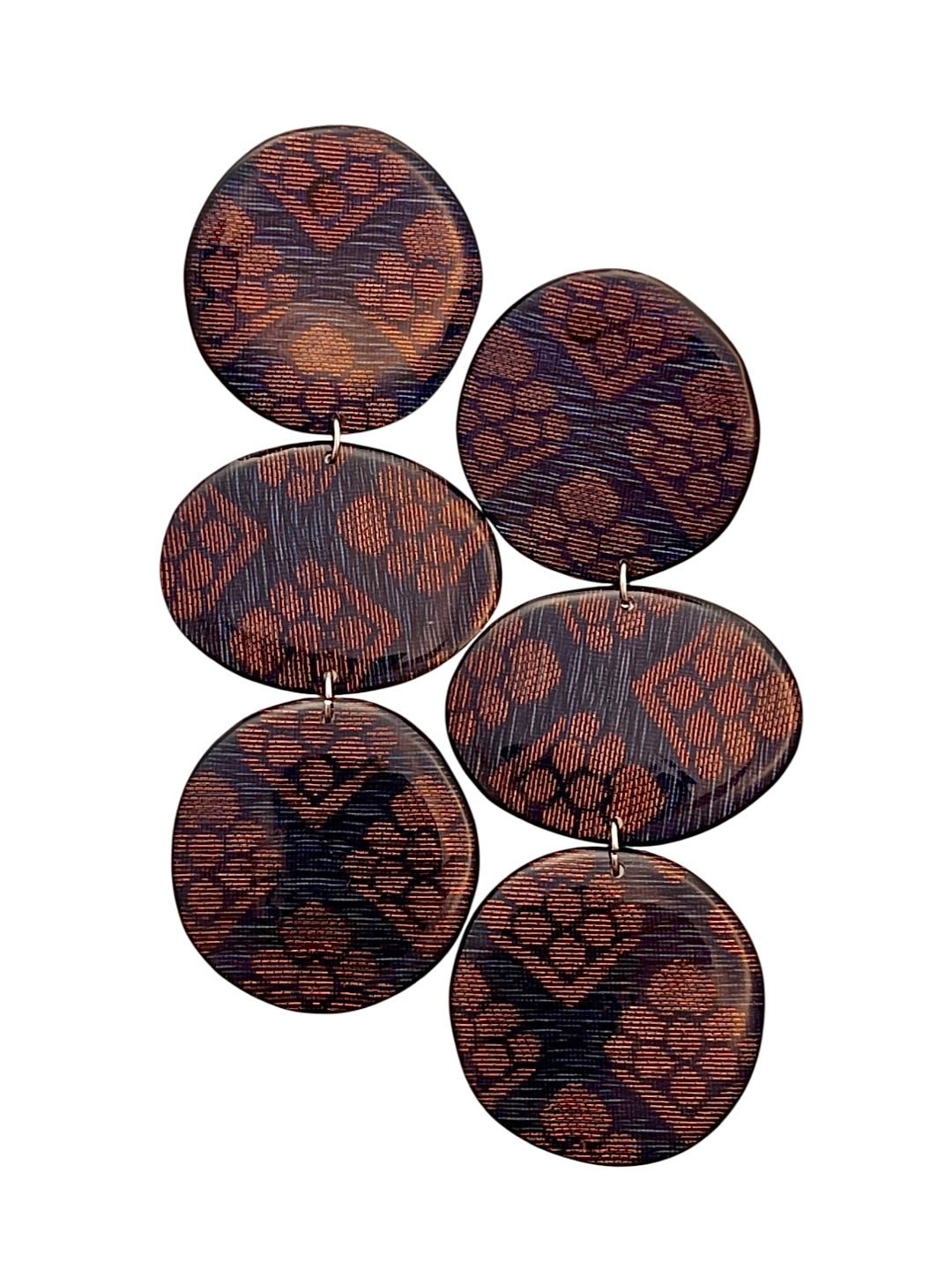 Mahogany Brocade Danglers - SHIVAANI VAISHNAVI