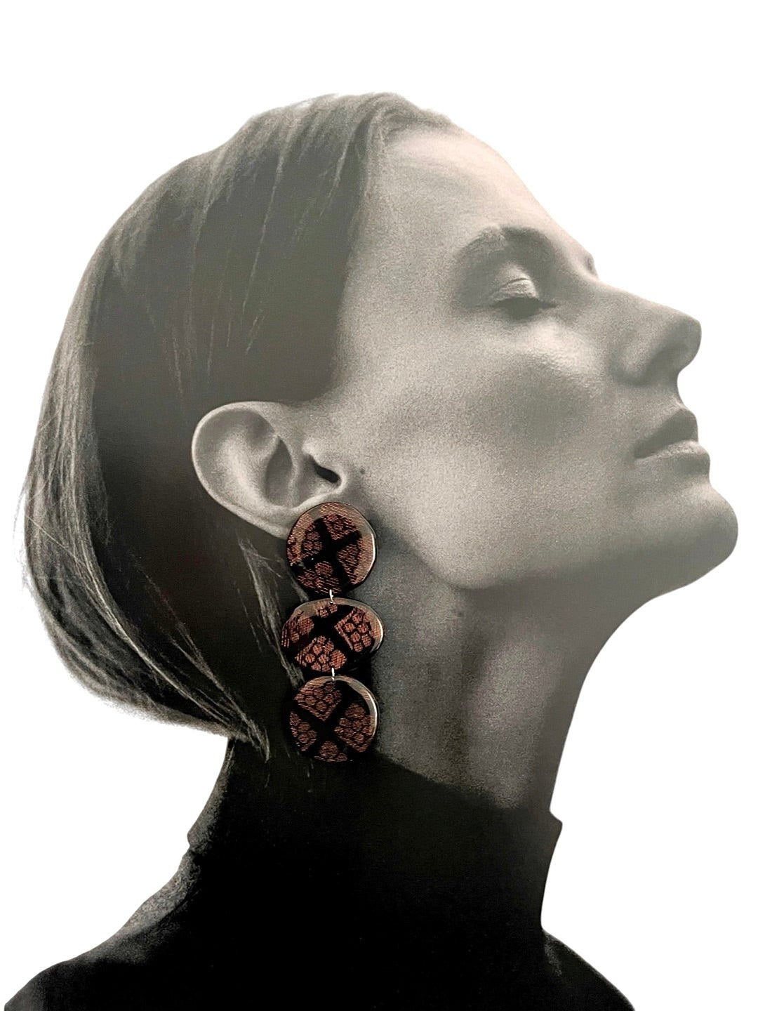Mahogany Brocade Danglers - SHIVAANI VAISHNAVI