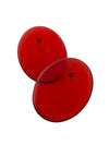 Retro oval resin stud earrings in cherry red — handmade in Goa | Shivaani Vaishnavi