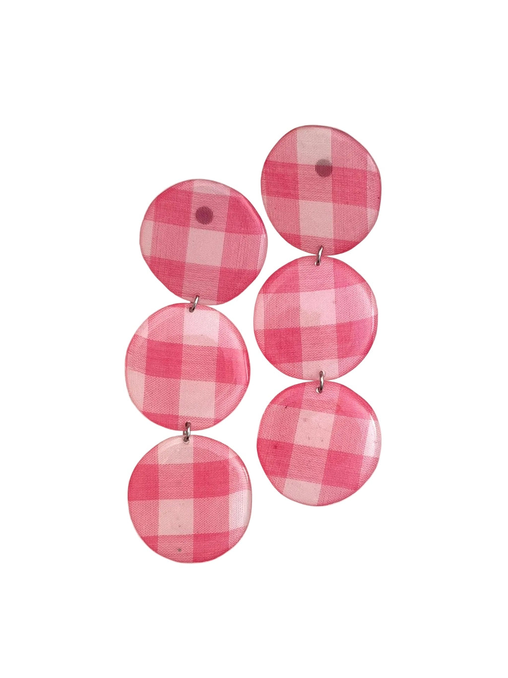 Pink Gingham Danglers - SHIVAANI VAISHNAVI