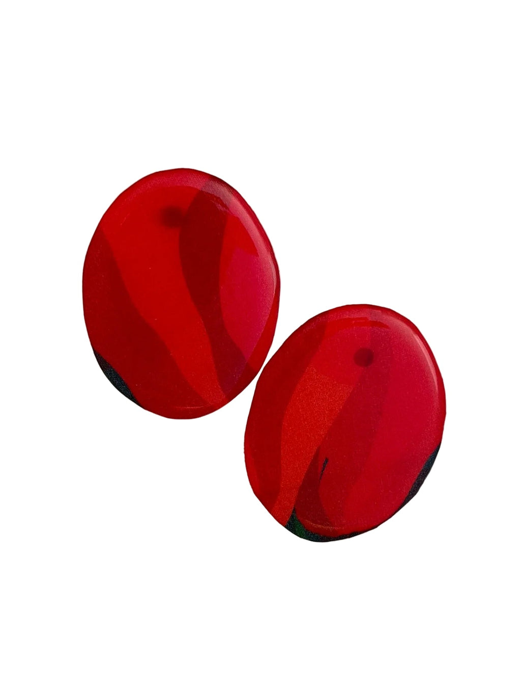 Red Abstract Oval Studs x Siesta o'Clock - SHIVAANI VAISHNAVI