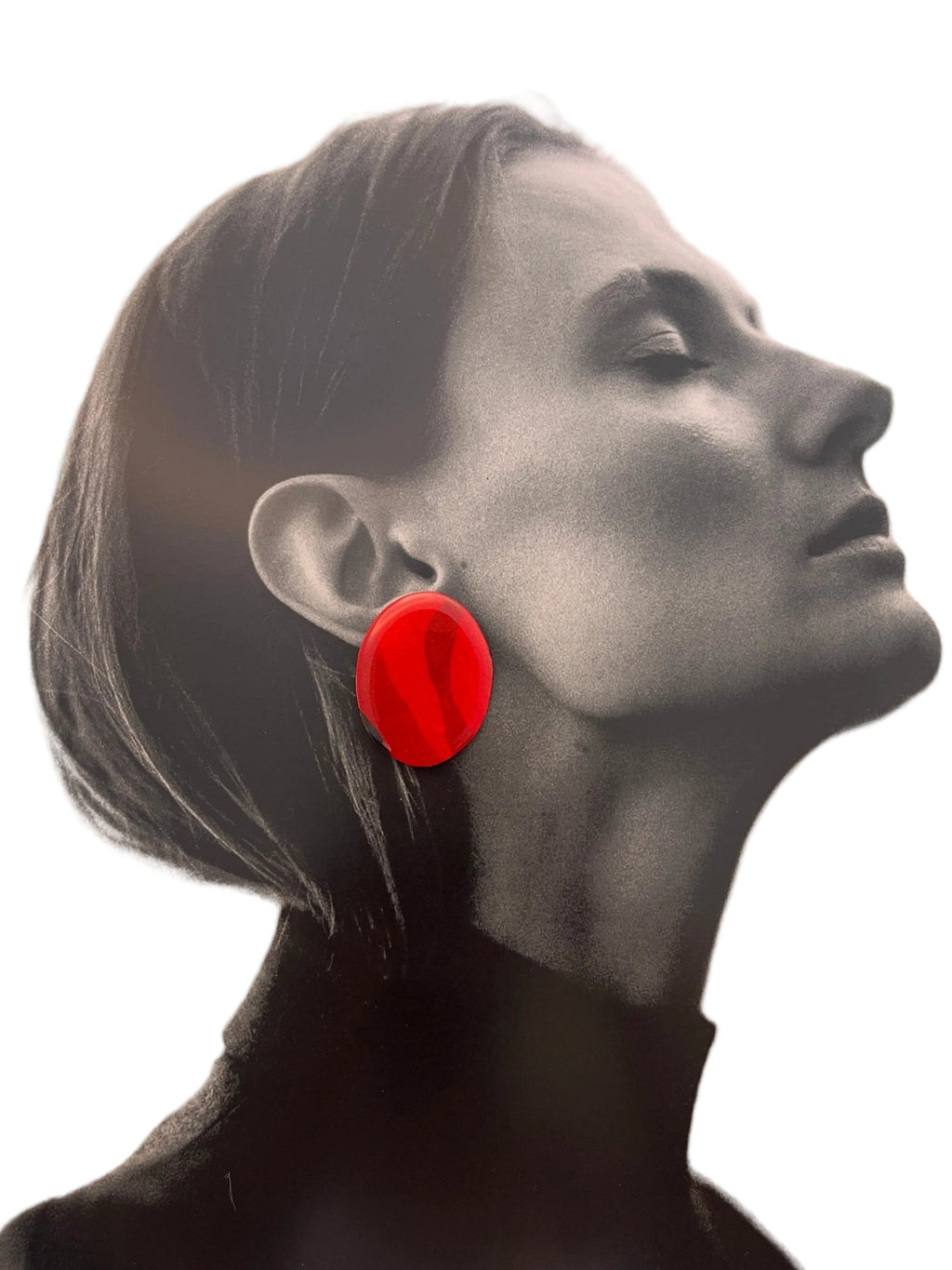 Red Abstract Oval Studs x Siesta o'Clock - SHIVAANI VAISHNAVI