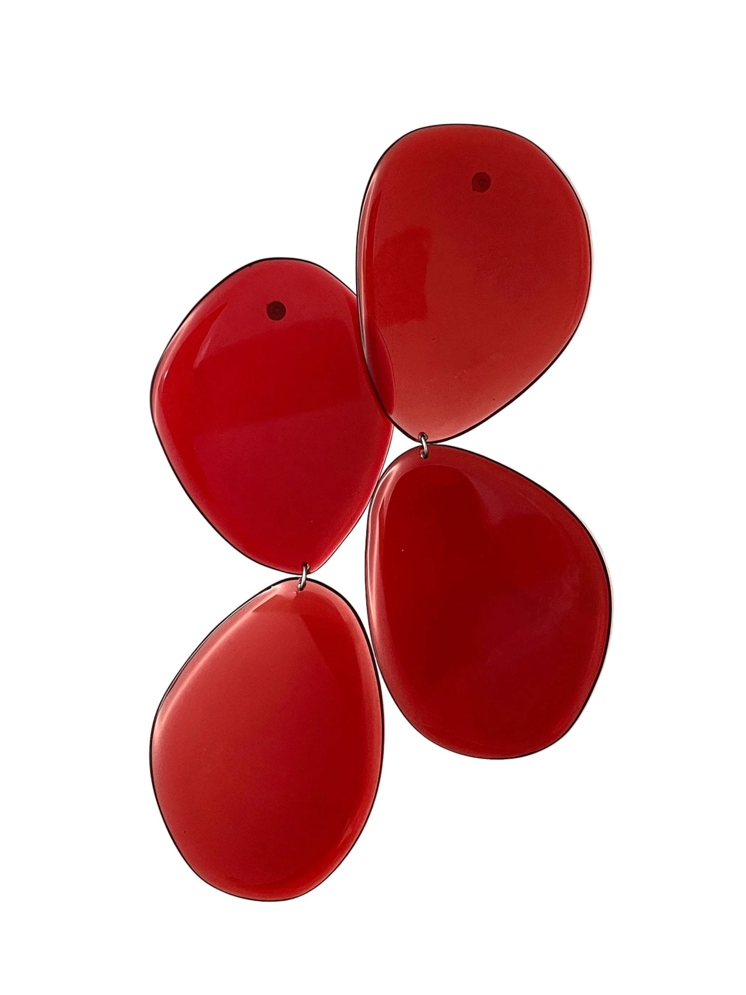 Sea glass resin earrings in crimson red — handmade in Goa | Shivaani Vaishnavi