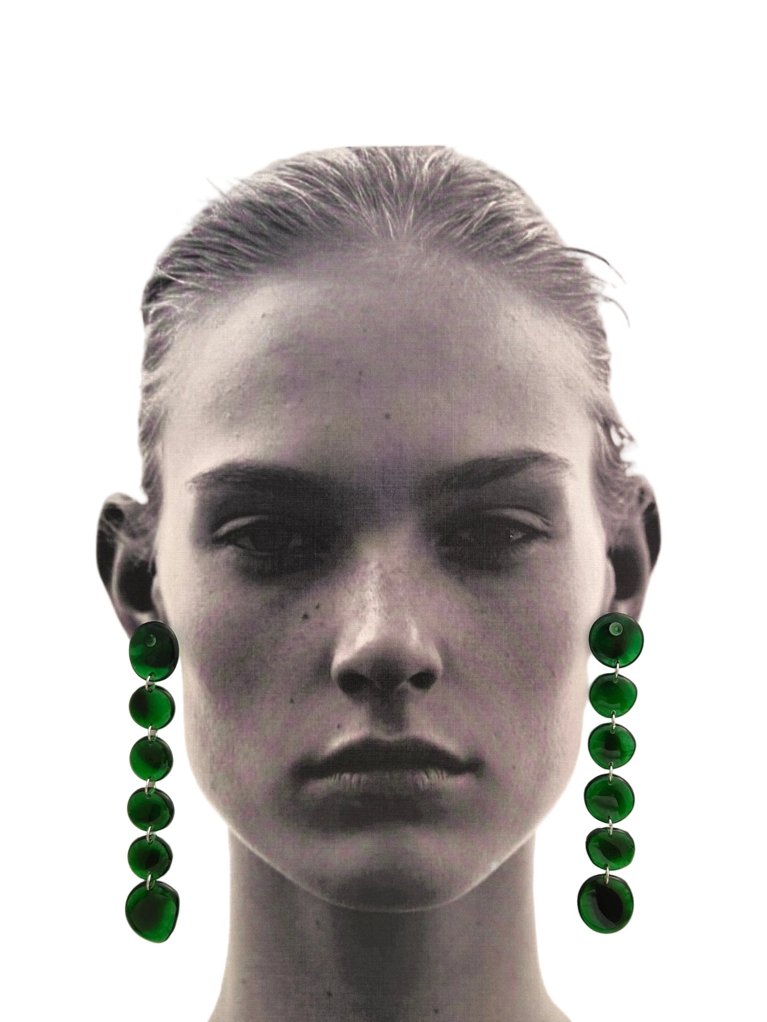 Handmade resin jewellery — Kelp sea glass earrings detail | Shivaani Vaishnavi