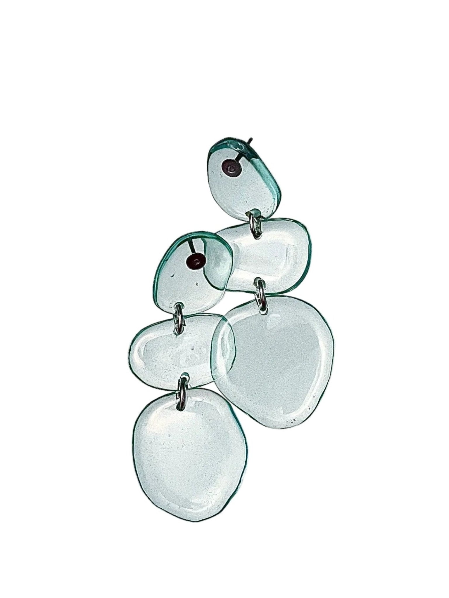 Sea glass resin earrings in frosted sea foam — handmade in Goa | Shivaani Vaishnavi