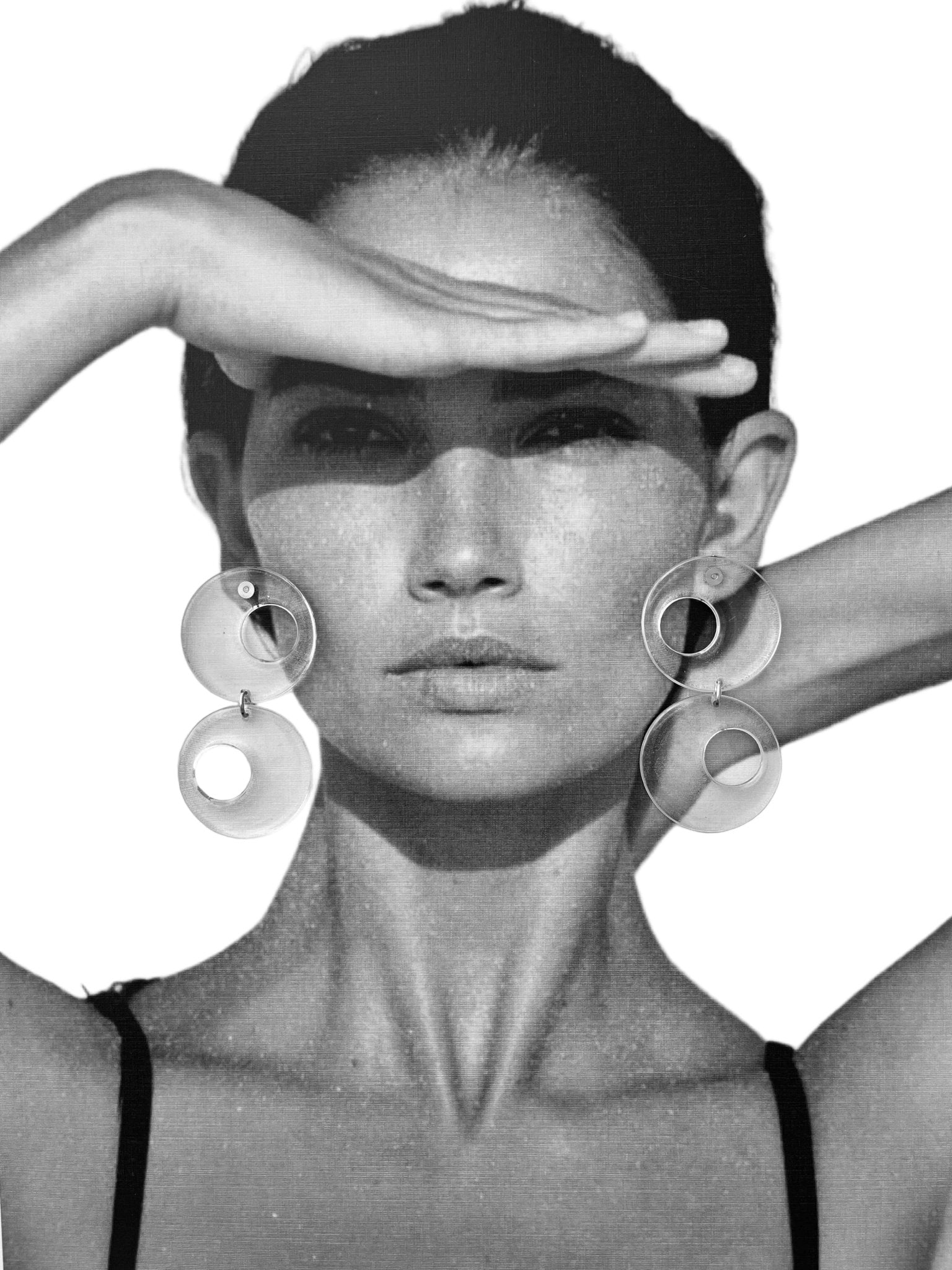 Retro resin dangle earrings in olive green — handmade in Goa | Shivaani Vaishnavi