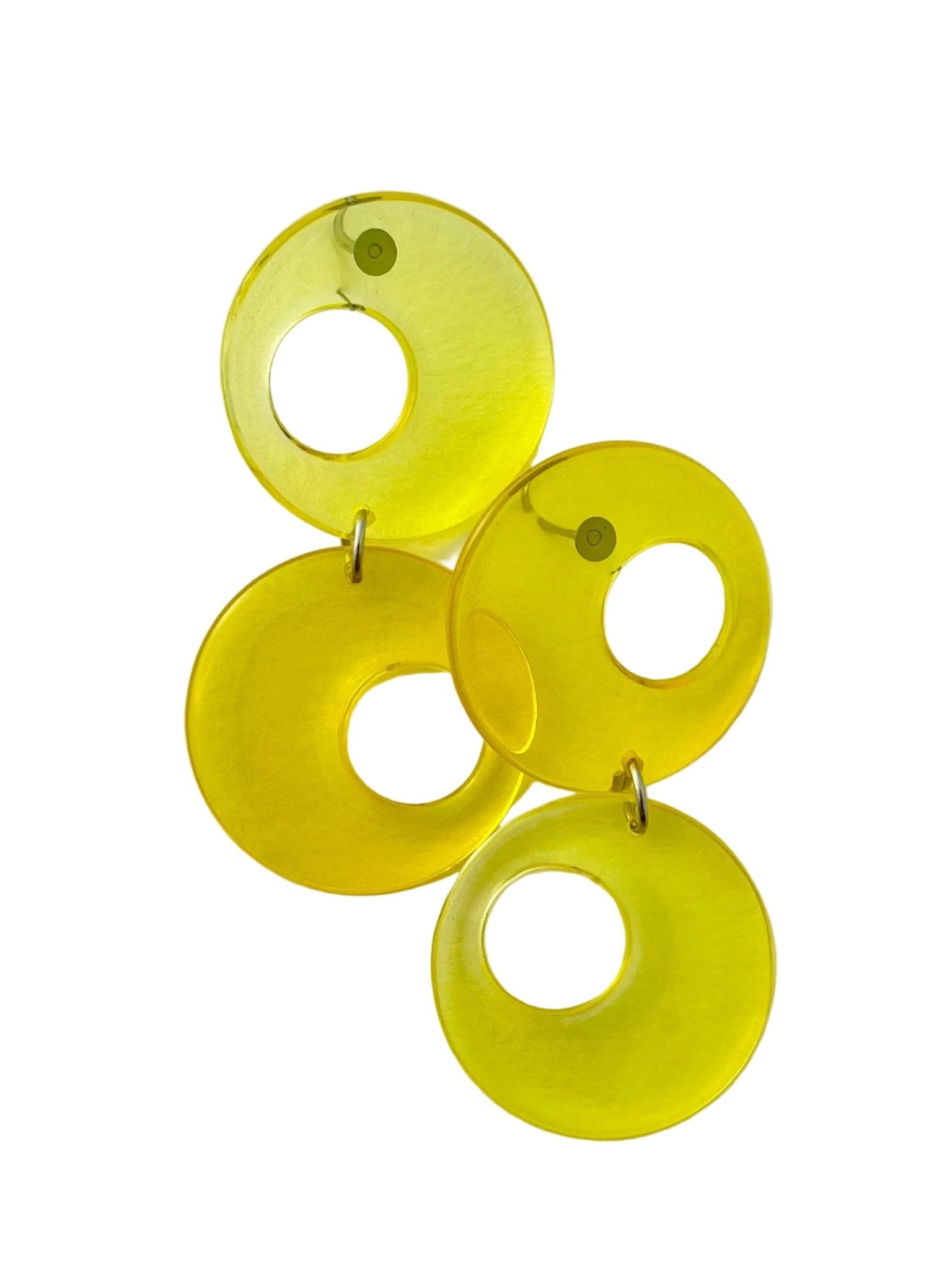 Retro resin dangle earrings in yellow — handmade in Goa | Shivaani Vaishnavi