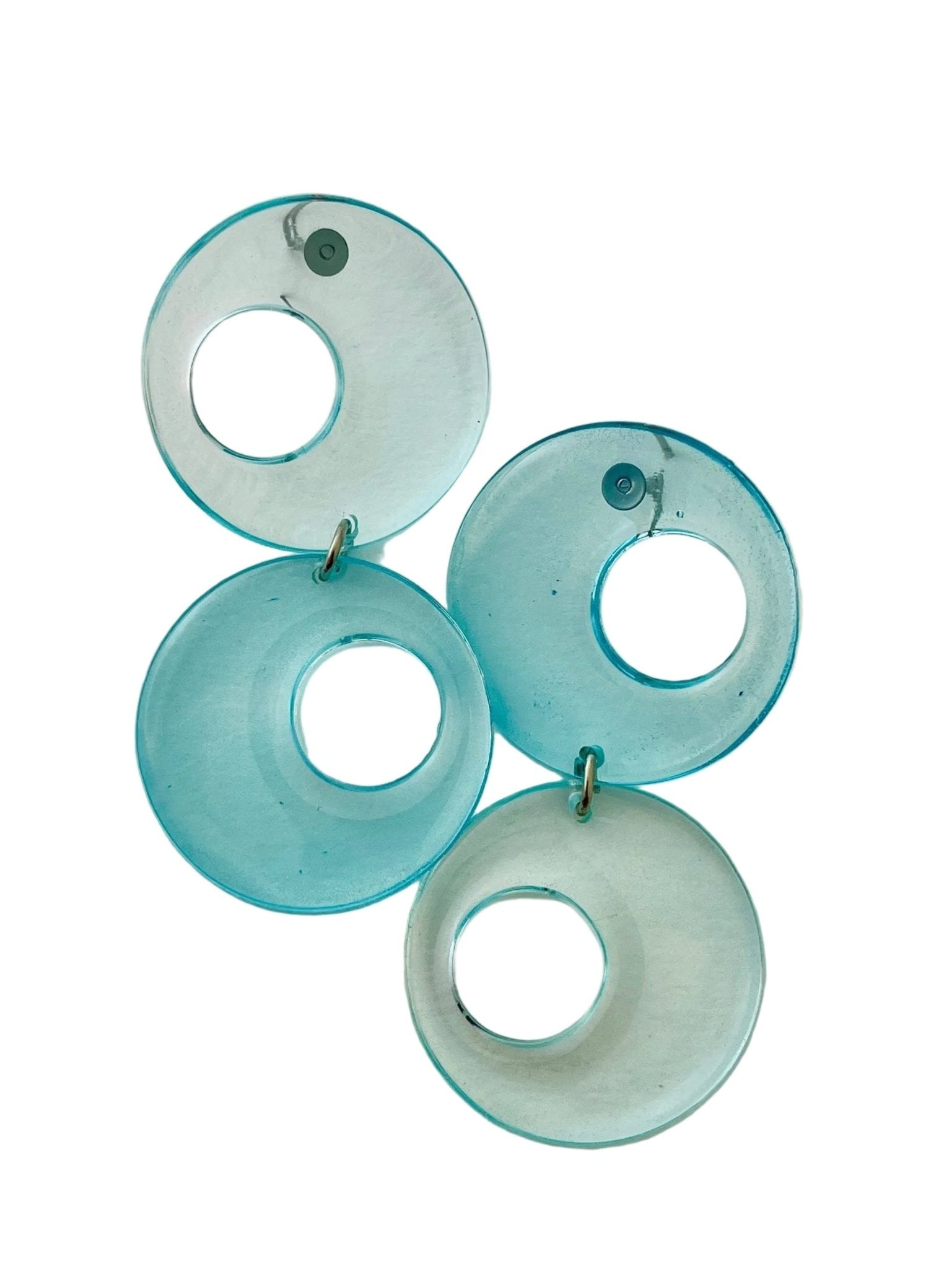 Retro geometric resin dangle earrings in bold colours — handmade in Goa | Shivaani Vaishnavi