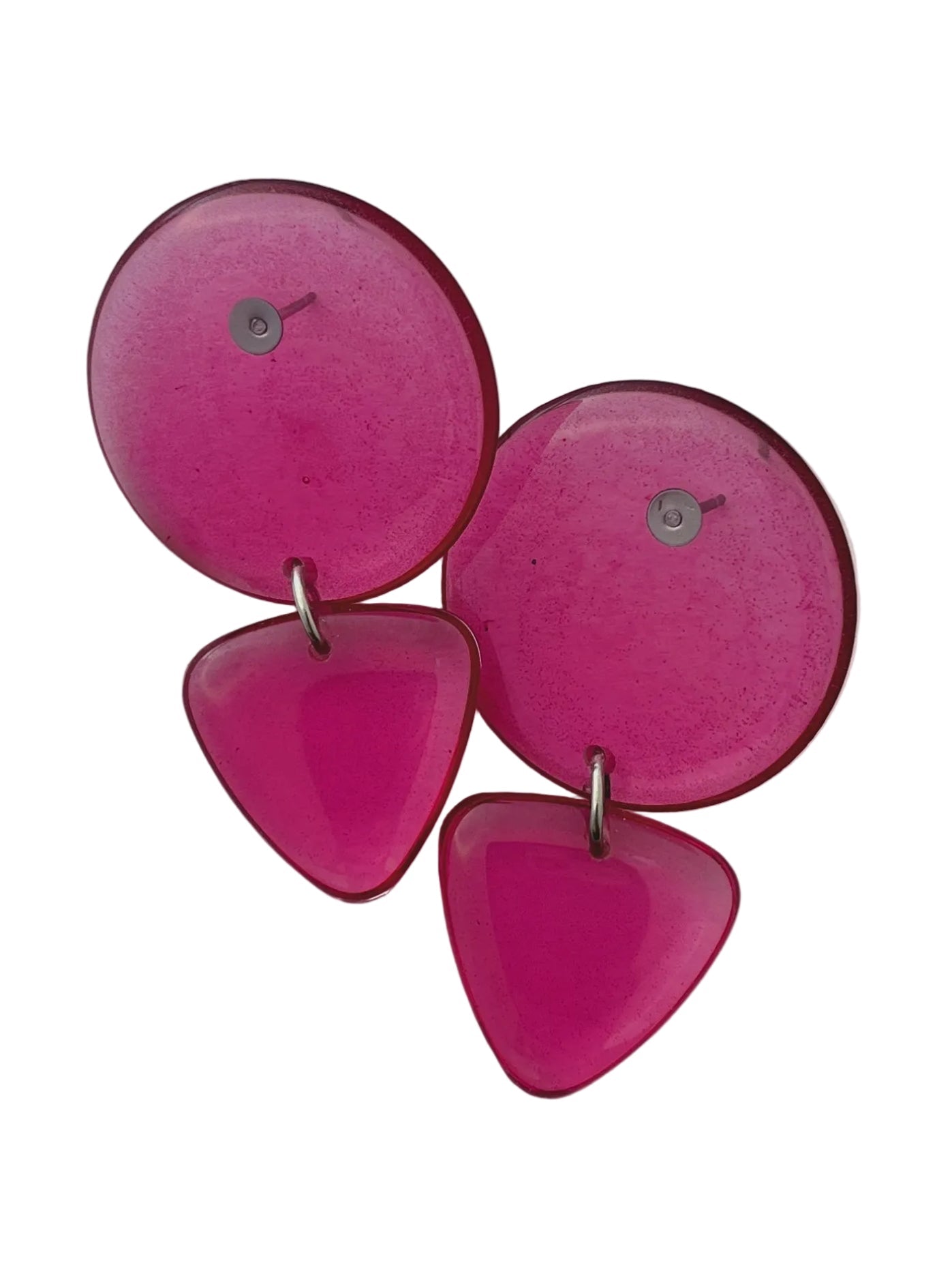 Retro resin dangle earrings in pink — handmade in Goa | Shivaani Vaishnavi