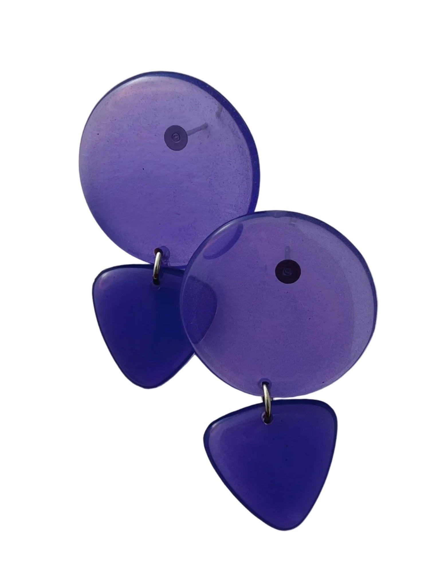 Retro resin dangle earrings in azure blue — handmade in Goa | Shivaani Vaishnavi