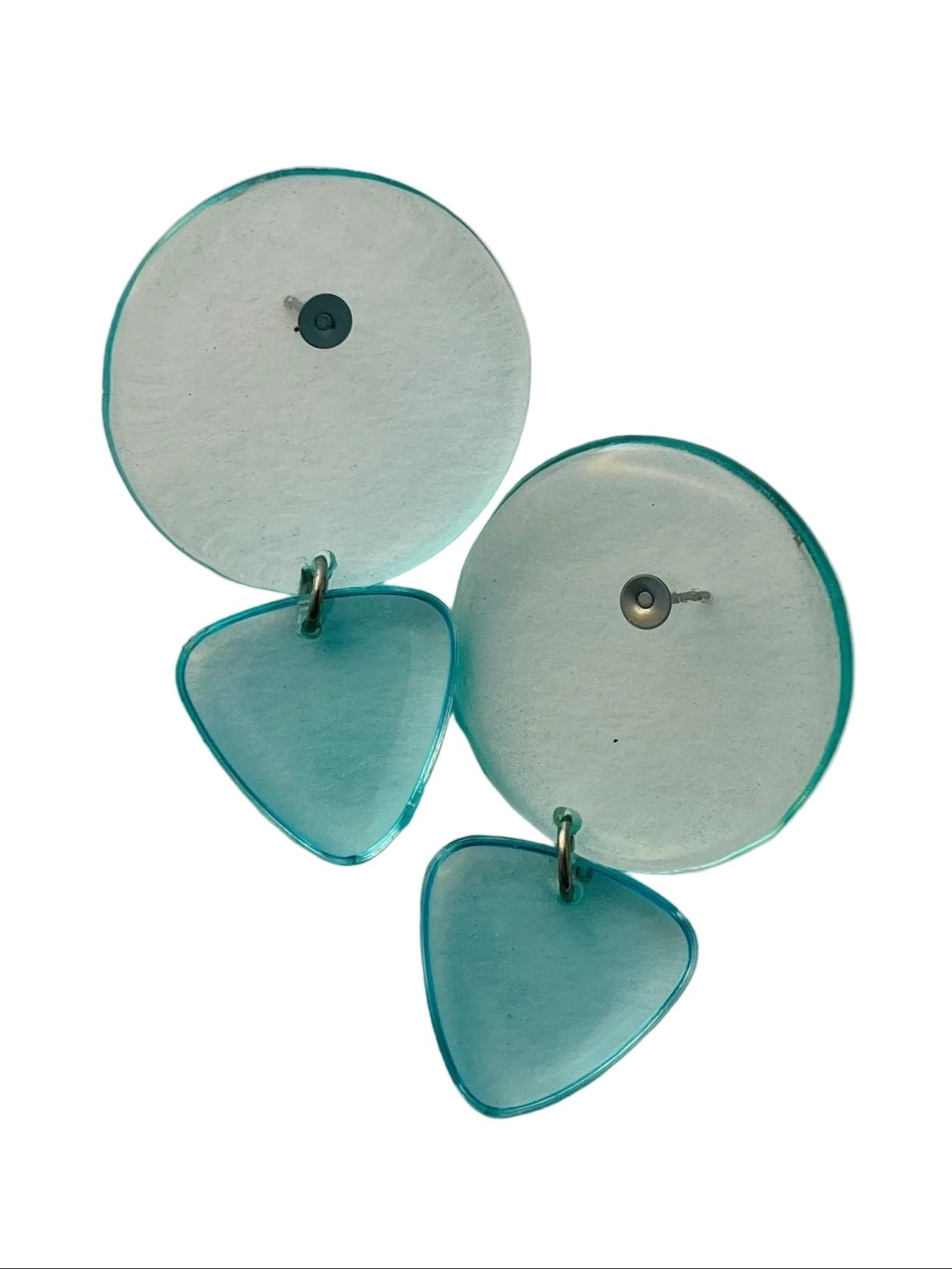 Retro geometric resin dangle earrings in bold colours — handmade in Goa | Shivaani Vaishnavi