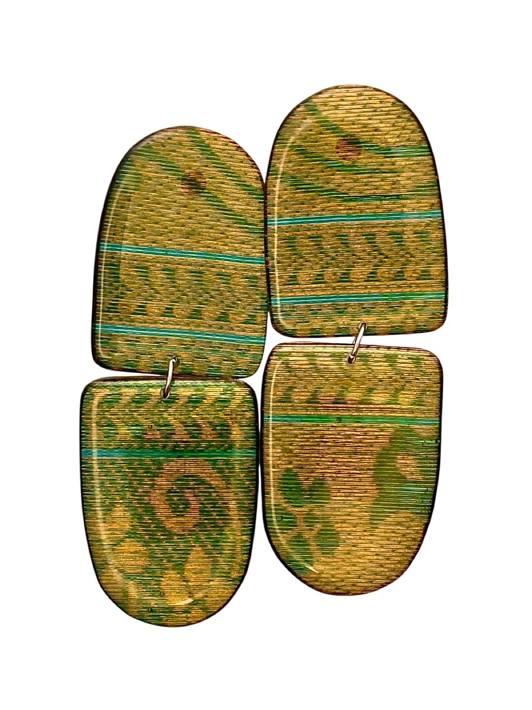 Verdigris Brocade Danglers - SHIVAANI VAISHNAVI